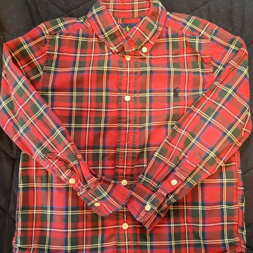 Boy's Plaid RL Button Down Shirt